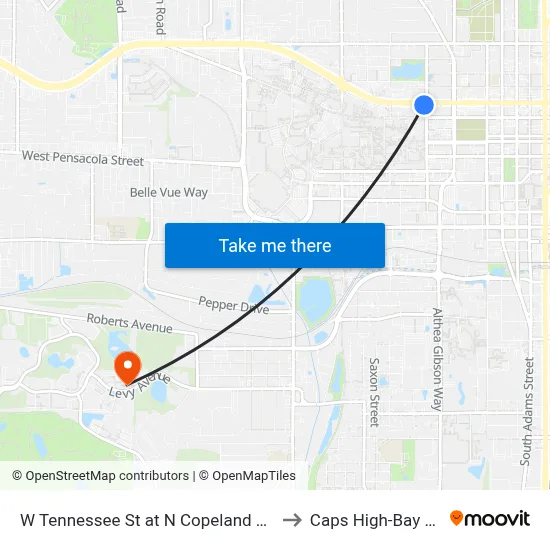 W Tennessee St at N Copeland St Eb to Caps High-Bay Lab map