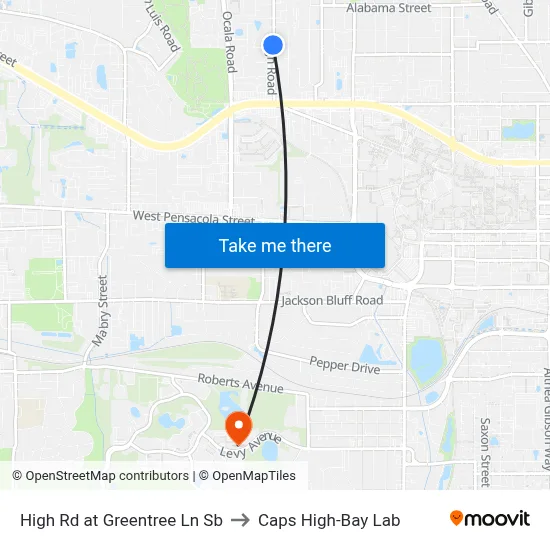 High Rd at Greentree Ln Sb to Caps High-Bay Lab map