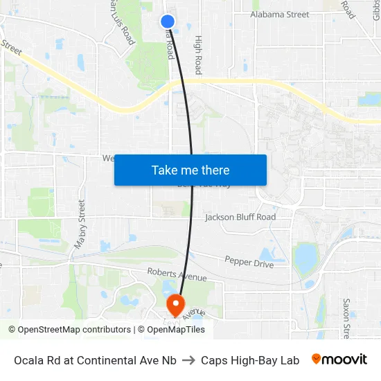 Ocala Rd at Continental Ave Nb to Caps High-Bay Lab map
