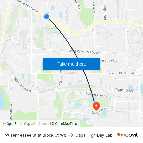 W Tennessee St at Block Ct Wb to Caps High-Bay Lab map