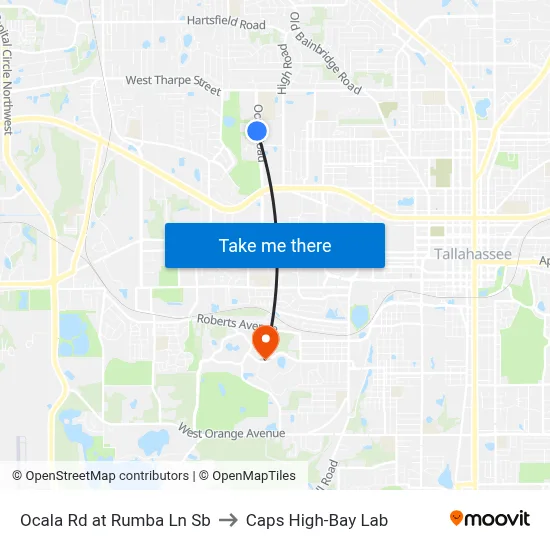 Ocala Rd at Rumba Ln Sb to Caps High-Bay Lab map