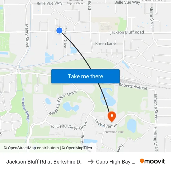 Jackson Bluff Rd at Berkshire Dr Wb to Caps High-Bay Lab map