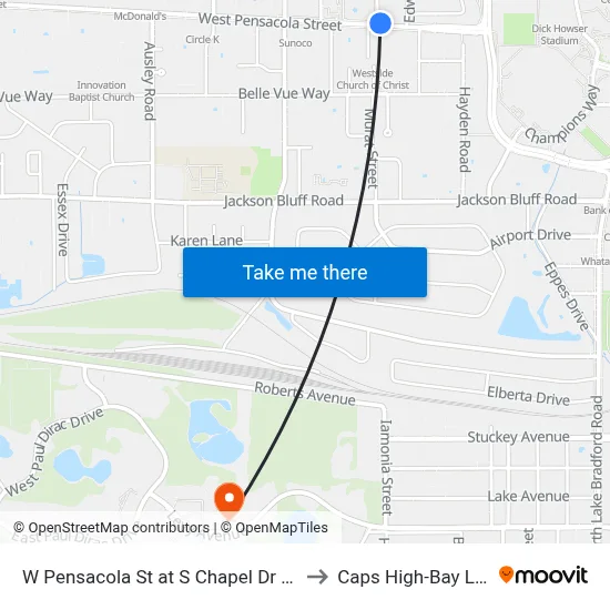 W Pensacola St at S Chapel Dr Wb to Caps High-Bay Lab map