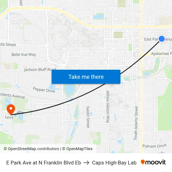 E Park Ave at N Franklin Blvd Eb to Caps High-Bay Lab map