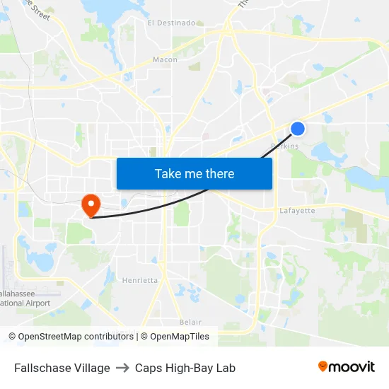 Fallschase Village to Caps High-Bay Lab map