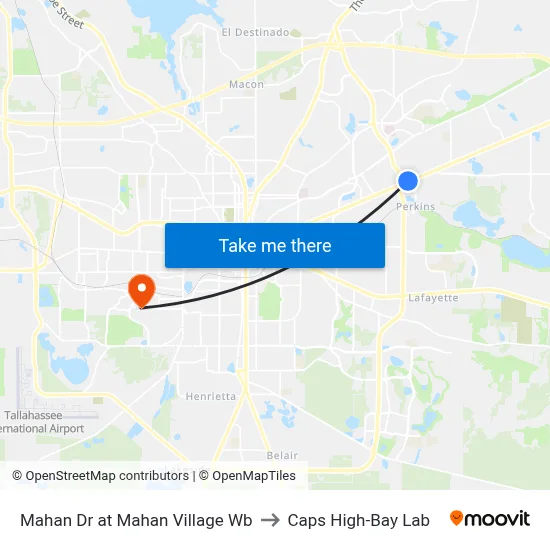 Mahan Dr at Mahan Village Wb to Caps High-Bay Lab map
