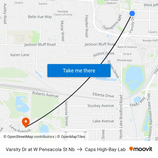 Varsity Dr at W Pensacola St Nb to Caps High-Bay Lab map