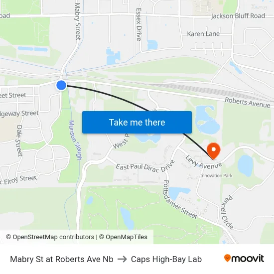 Mabry St at Roberts Ave Nb to Caps High-Bay Lab map