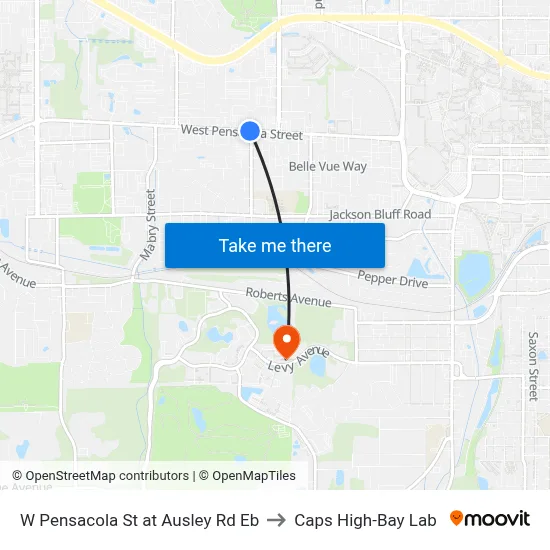 W Pensacola St at Ausley Rd Eb to Caps High-Bay Lab map