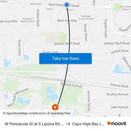 W Pensacola St at S Lipona Rd Eb to Caps High-Bay Lab map