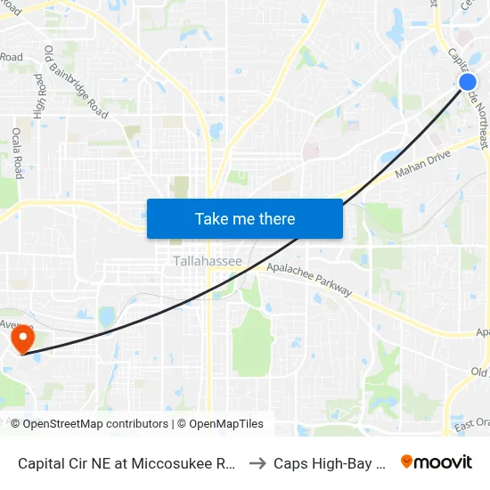 Capital Cir NE at Miccosukee Rd Sb to Caps High-Bay Lab map