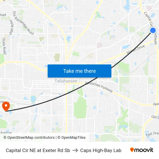 Capital Cir NE at Exeter Rd Sb to Caps High-Bay Lab map