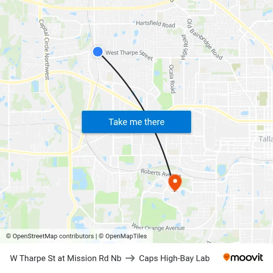 W Tharpe St at Mission Rd Nb to Caps High-Bay Lab map