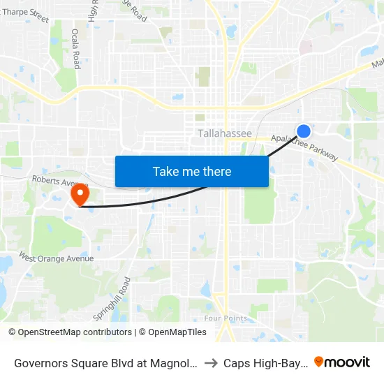 Governors Square Blvd at Magnolia Dr Eb to Caps High-Bay Lab map