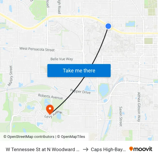 W Tennessee St at N Woodward Ave Eb to Caps High-Bay Lab map