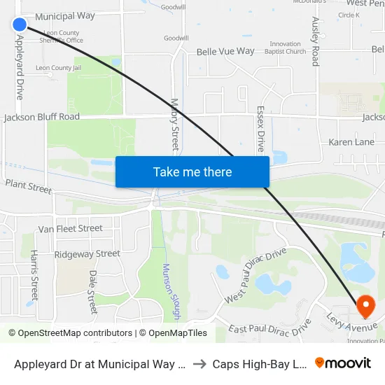 Appleyard Dr at Municipal Way Nb to Caps High-Bay Lab map
