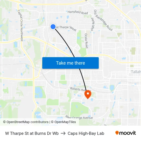 W Tharpe St at Burns Dr Wb to Caps High-Bay Lab map