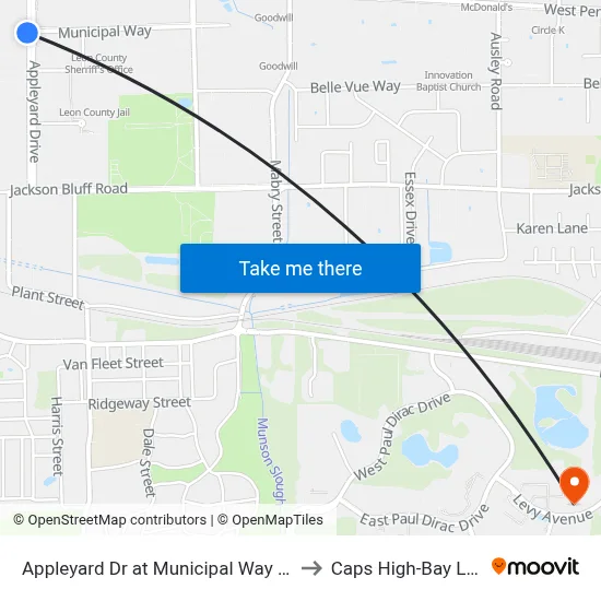 Appleyard Dr at Municipal Way Sb to Caps High-Bay Lab map