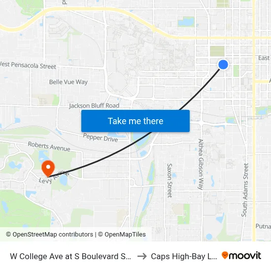 W College Ave at S Boulevard St Eb to Caps High-Bay Lab map