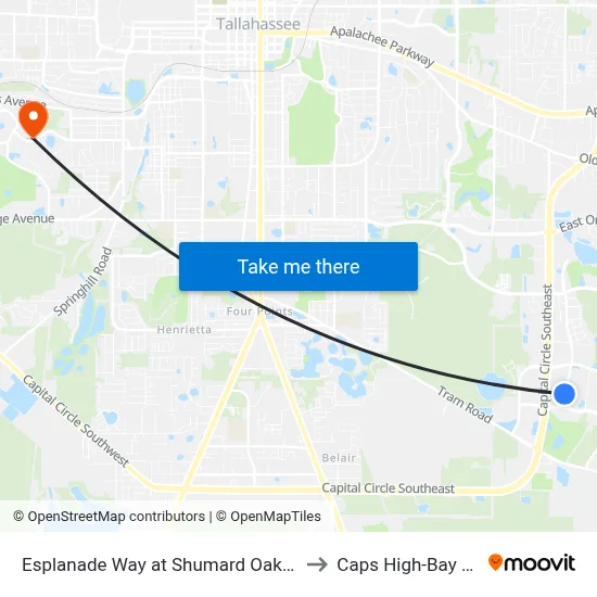 Esplanade Way at Shumard Oak Blvd to Caps High-Bay Lab map