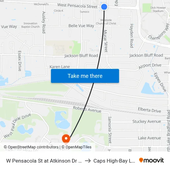W Pensacola St at Atkinson Dr Eb to Caps High-Bay Lab map