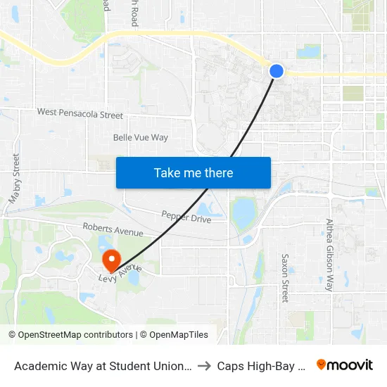 Academic Way at Student Union Wb to Caps High-Bay Lab map