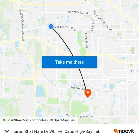 W Tharpe St at Nani Dr Wb to Caps High-Bay Lab map
