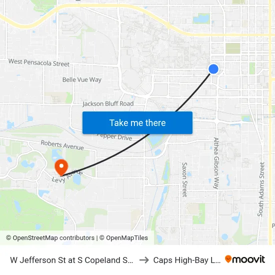 W Jefferson St at S Copeland St Sb to Caps High-Bay Lab map