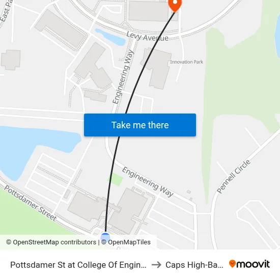 Pottsdamer St at College Of Engineering Nb to Caps High-Bay Lab map