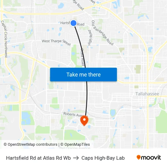 Hartsfield Rd at Atlas Rd Wb to Caps High-Bay Lab map