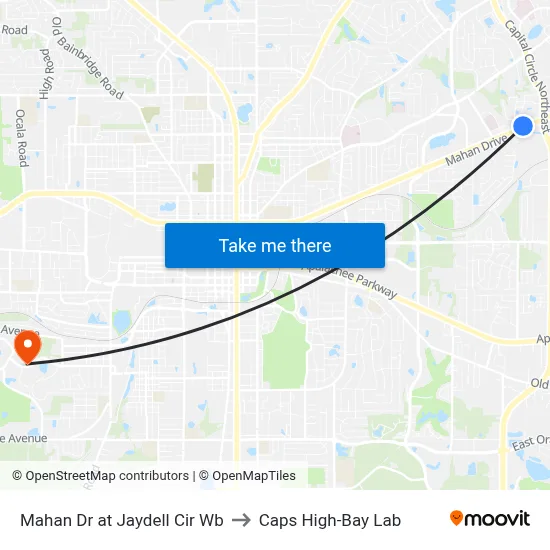 Mahan Dr at Jaydell Cir Wb to Caps High-Bay Lab map