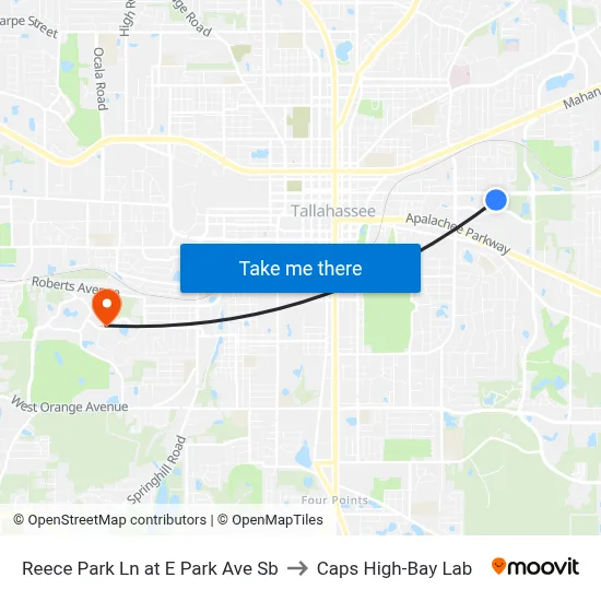 Reece Park Ln at E Park Ave Sb to Caps High-Bay Lab map