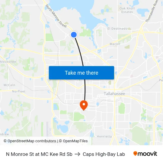 N Monroe St at MC Kee Rd Sb to Caps High-Bay Lab map