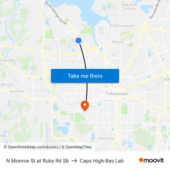 N Monroe St at Ruby Rd Sb to Caps High-Bay Lab map