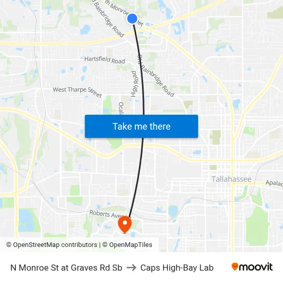 N Monroe St at Graves Rd Sb to Caps High-Bay Lab map