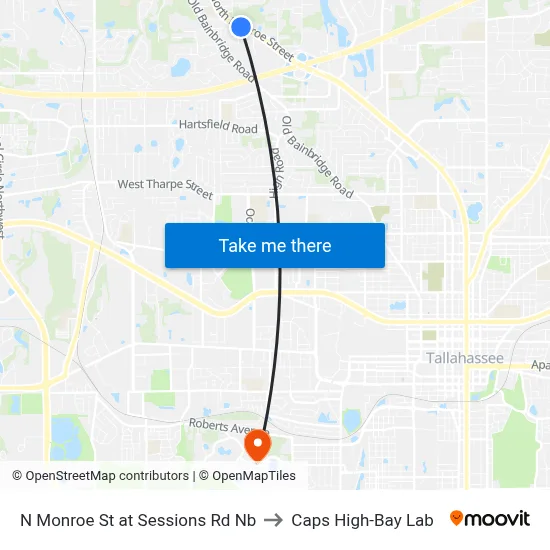 N Monroe St at Sessions Rd Nb to Caps High-Bay Lab map