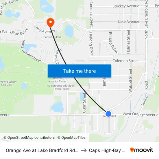 Orange Ave at Lake Bradford Rd Wb to Caps High-Bay Lab map