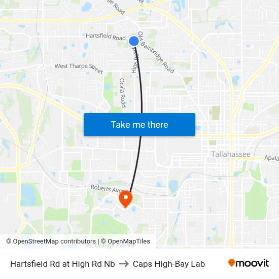 Hartsfield Rd at High Rd Nb to Caps High-Bay Lab map