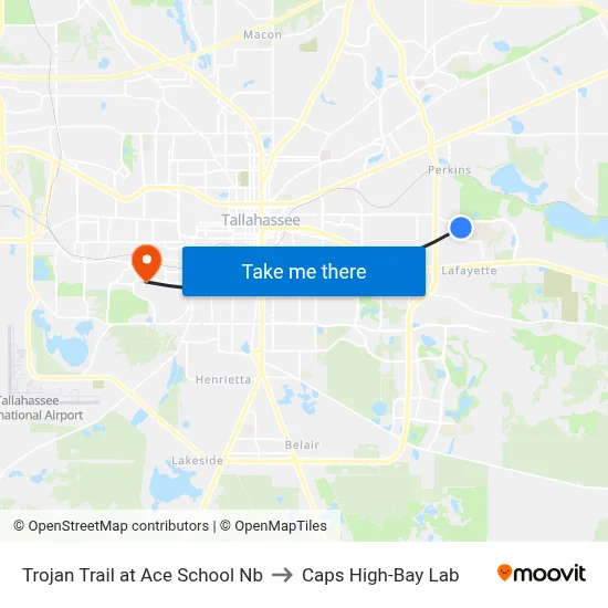 Trojan Trail at Ace School Nb to Caps High-Bay Lab map