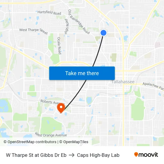 W Tharpe St at Gibbs Dr Eb to Caps High-Bay Lab map