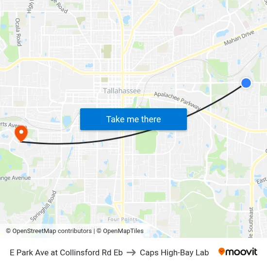 E Park Ave at Collinsford Rd Eb to Caps High-Bay Lab map
