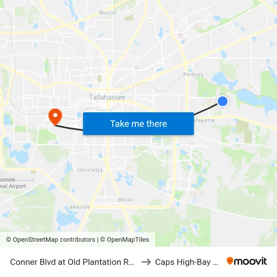 Conner Blvd at Old Plantation Rd Sb to Caps High-Bay Lab map