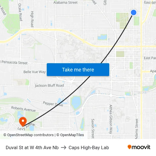 Duval St at W 4th Ave Nb to Caps High-Bay Lab map