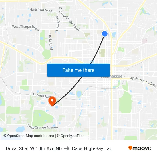 Duval St at W 10th Ave Nb to Caps High-Bay Lab map
