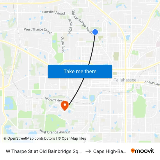 W Tharpe St at Old Bainbridge Square Wb to Caps High-Bay Lab map