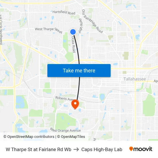 W Tharpe St at Fairlane Rd Wb to Caps High-Bay Lab map