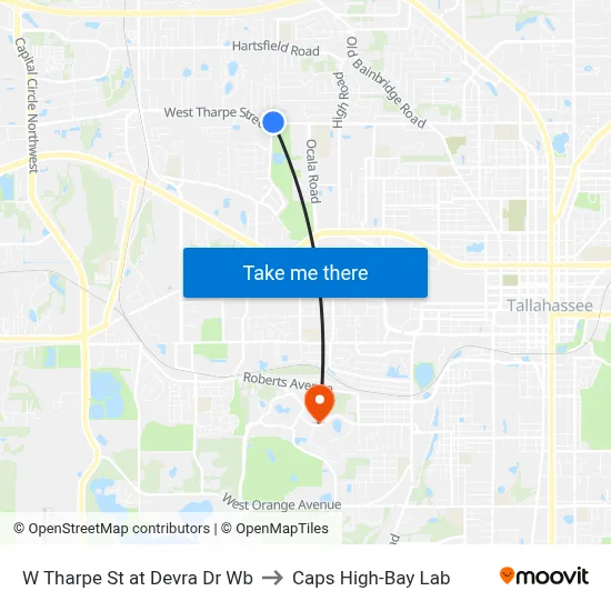 W Tharpe St at Devra Dr Wb to Caps High-Bay Lab map