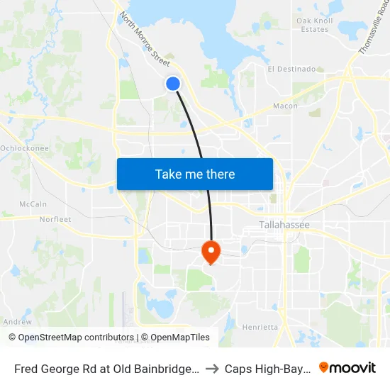 Fred George Rd at Old Bainbridge Rd Sb to Caps High-Bay Lab map