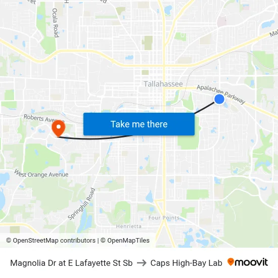Magnolia Dr at E Lafayette St Sb to Caps High-Bay Lab map