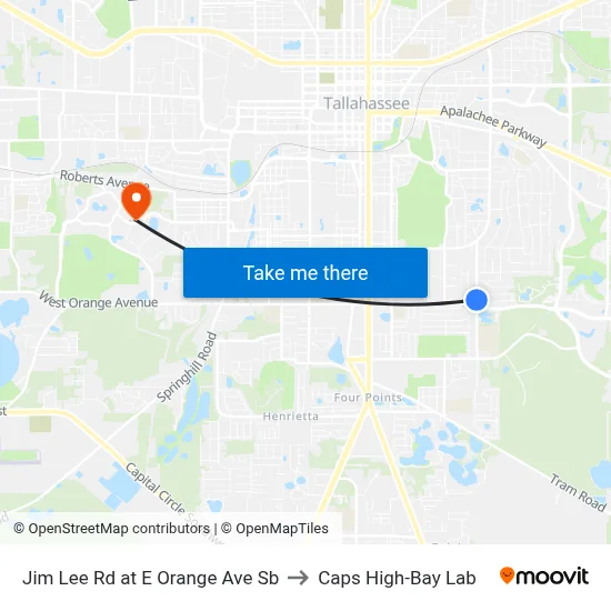 Jim Lee Rd at E Orange Ave Sb to Caps High-Bay Lab map
